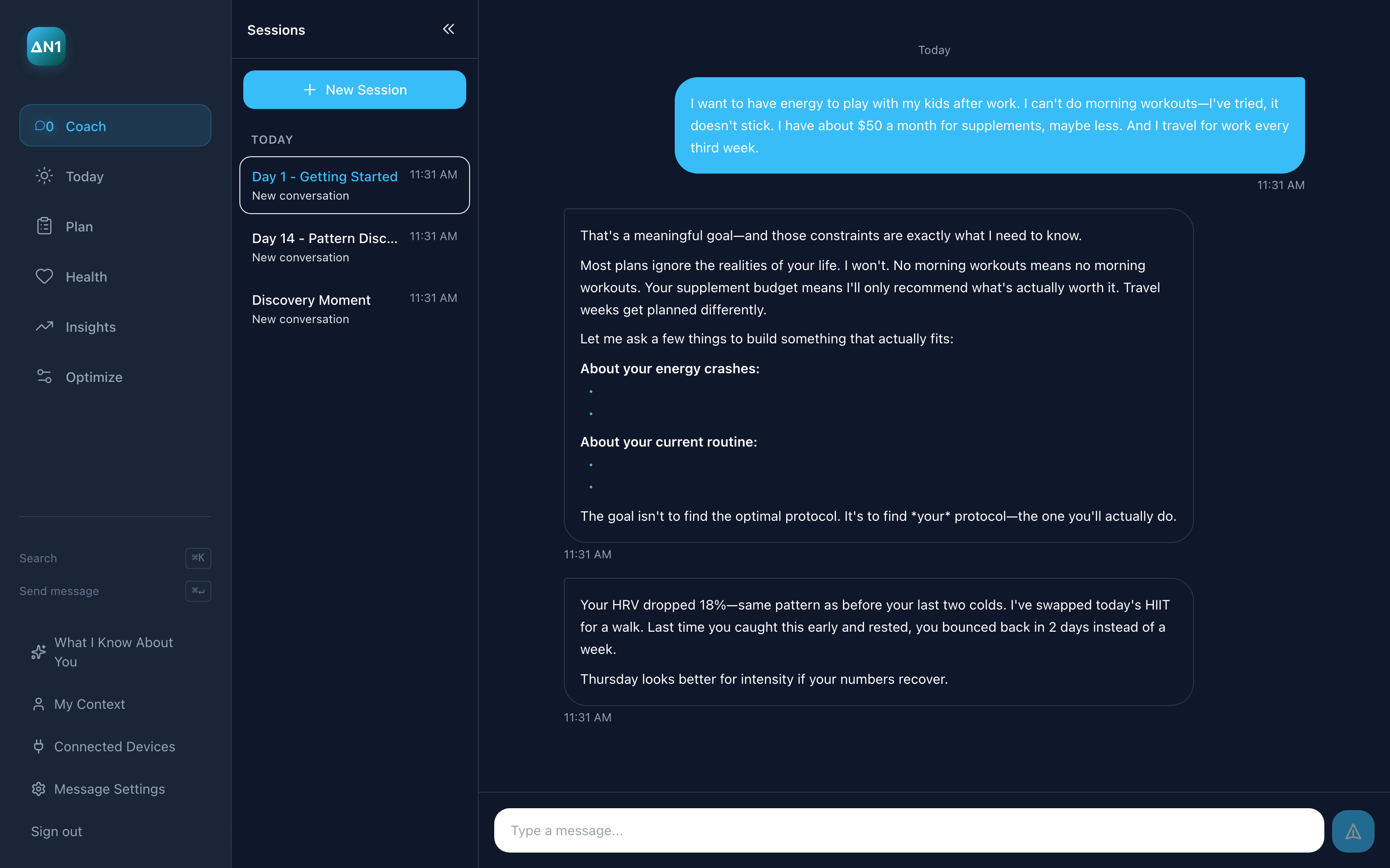 Today view showing a drafted adaptation after recovery dropped